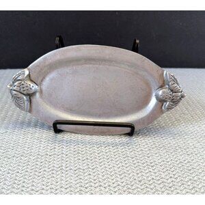 Holland Boone Polished Pewter Fruit Oval Tray Vintage Small‎ Matte Finish Decor